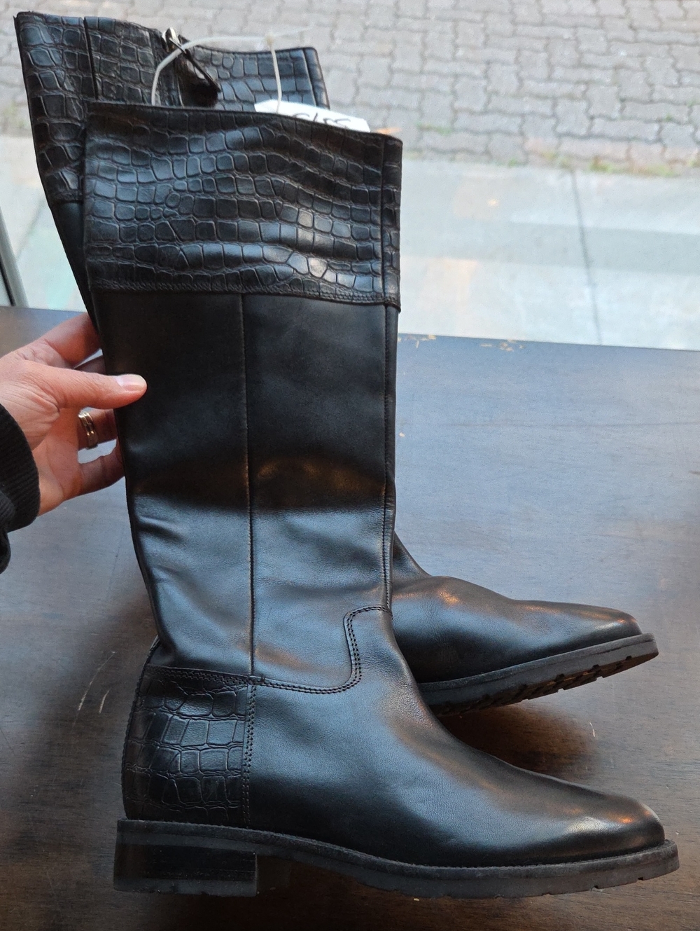 Geox Size EU 35 US 5 Women's Black Leather Knee-High Boots NEW